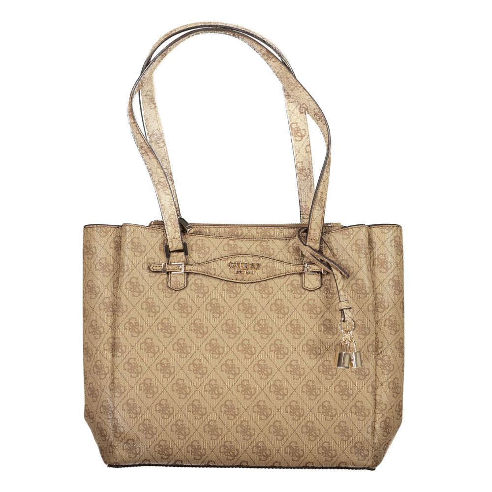 Sac à main Guess Jeans beige en polyuréthane pour femmes, design élégant avec détails modernes.