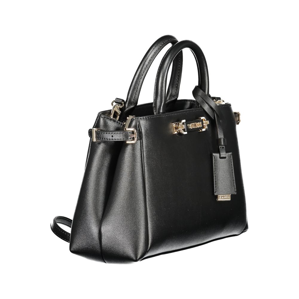 Sac à main Guess Jeans en polyuréthane noir pour femmes, avec design tendance et détails élégants.