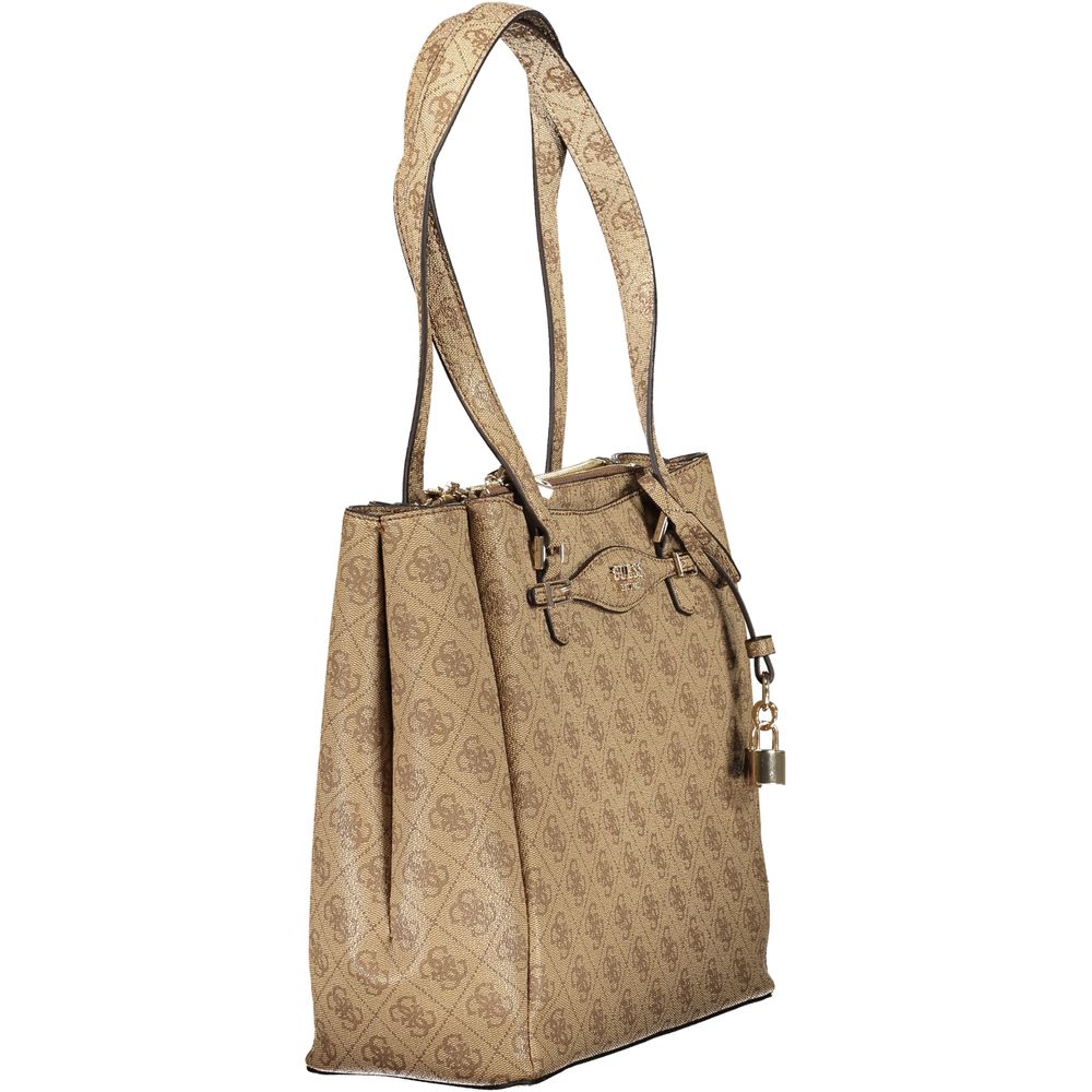 Sac à main Guess Jeans beige en polyuréthane pour femmes, style élégant et pratique, avec poignées et détails modernes.