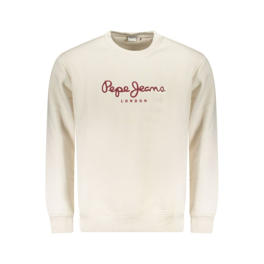 Sweat-shirt blanc en coton pour homme de la marque Pepe Jeans, coupe décontractée et style vintage visible sur l'image.