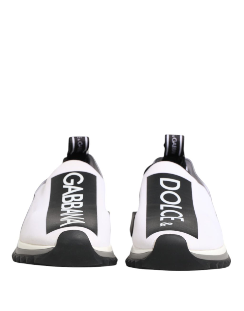 Chaussures Dolce & Gabbana Sorrento noires et blanches, baskets slip-on élégantes avec design tendance et confort.