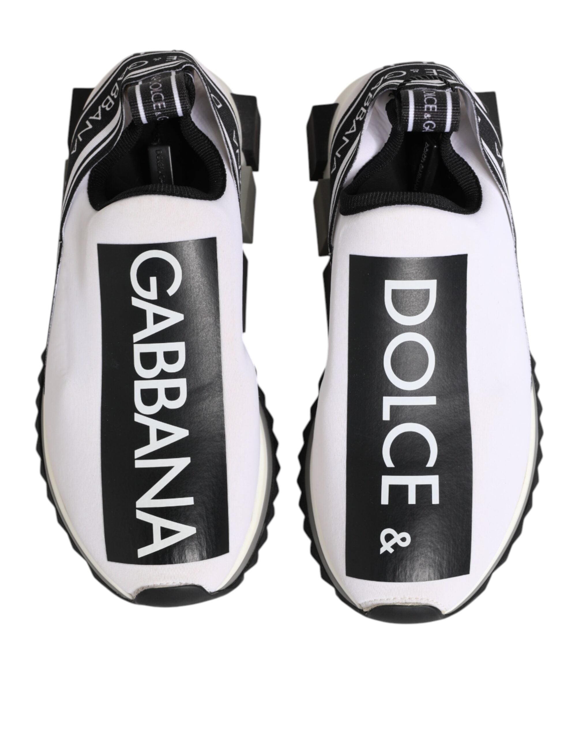 Sneakers Dolce & Gabbana Sorrento noires et blanches à enfiler, chaussures décontractées en toile avec semelle blanche.