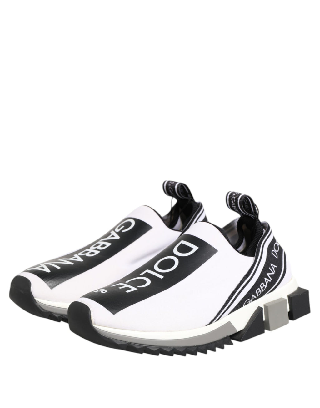 Chaussures sneakers Dolce & Gabbana Sorrento noires et blanches à enfiler, design élégant et moderne.