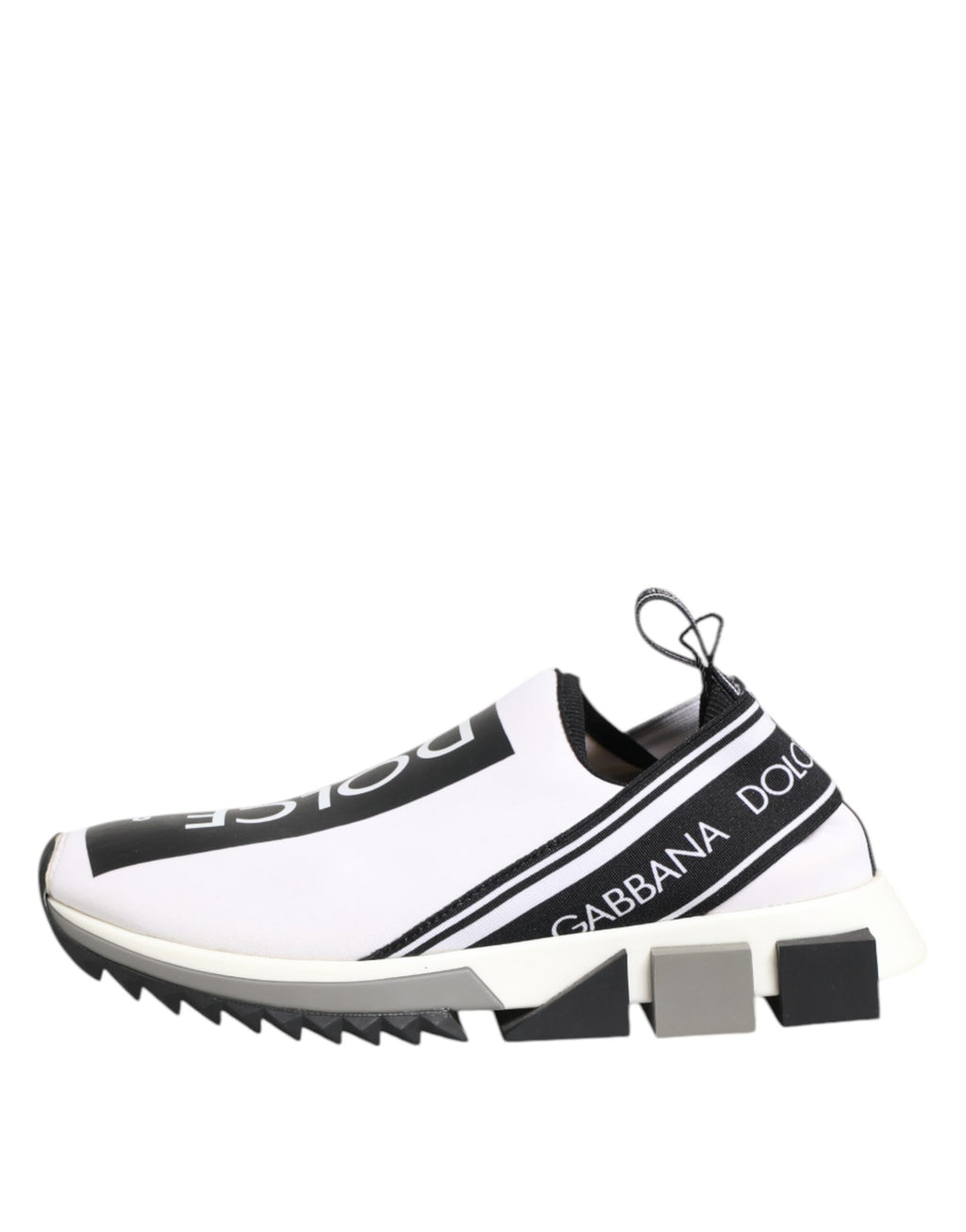 Chaussures Dolce & Gabbana Sorrento en noir et blanc, baskets sans lacets, style slip-on, visibles sur l'image.