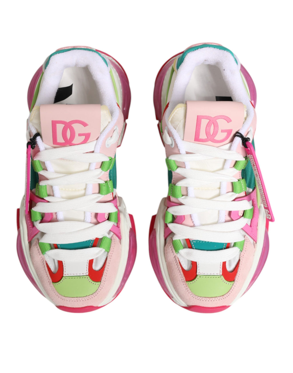Chaussures sneakers basses Dolce & Gabbana Airmaster en cuir multicolore, vue de face avec détails colorés et design élégant.