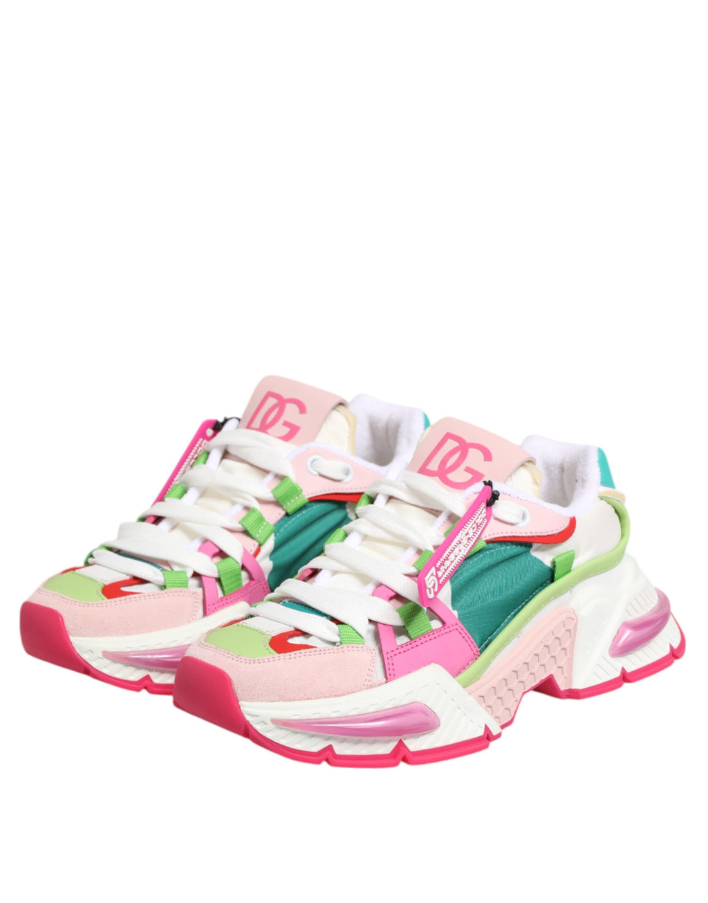 Chaussures sneakers basses en cuir multicolore Dolce & Gabbana Airmaster, design élégant et coloré, vue de face.