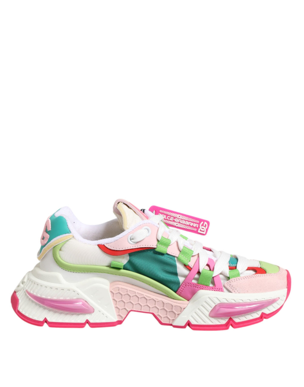 Chaussures sneakers basses Dolce & Gabbana Airmaster en cuir multicolore avec détails colorés et logo sur le côté.