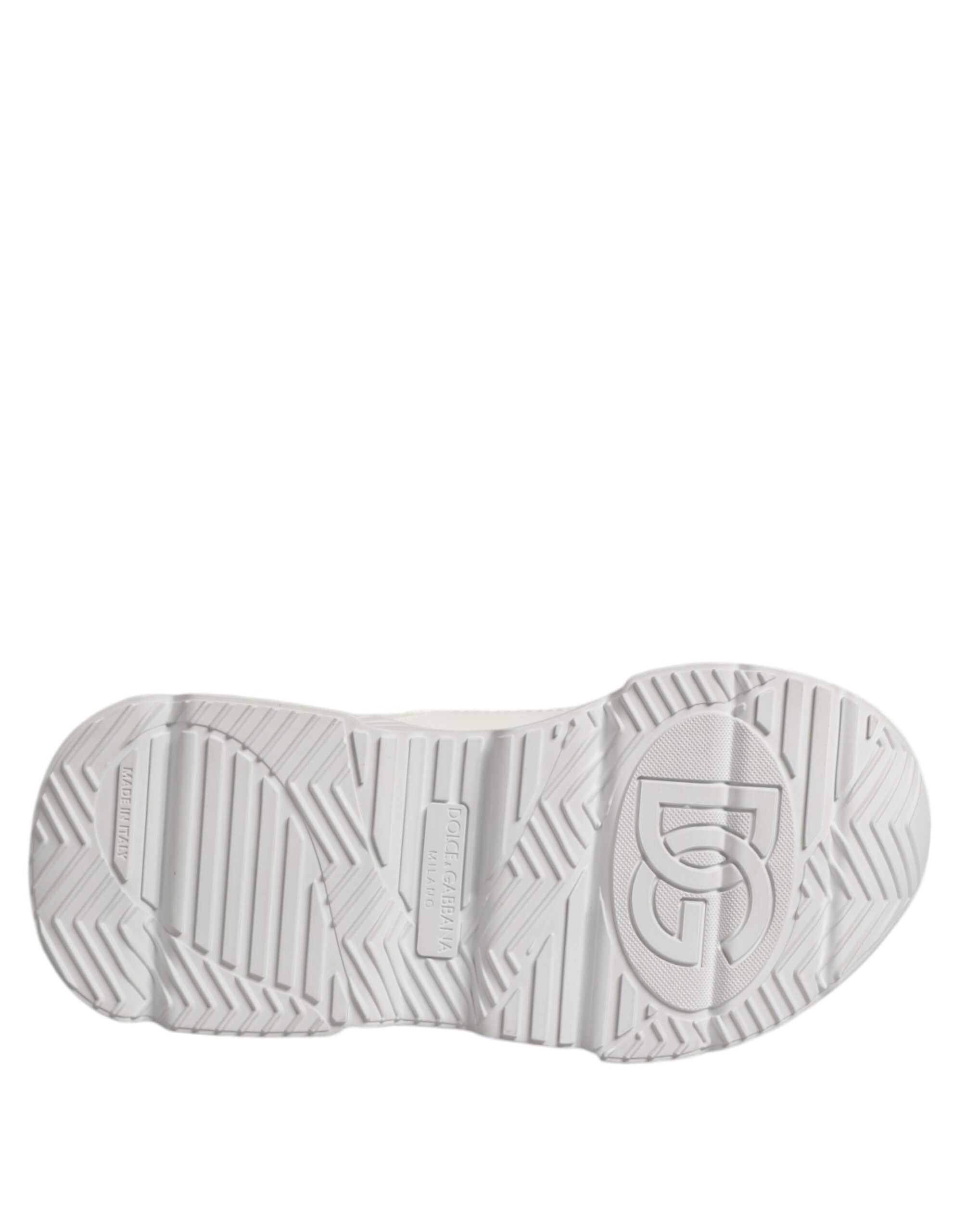Chaussures sneakers basses blanches Dolce & Gabbana Daymaster pour homme, design élégant et moderne, vue de face.