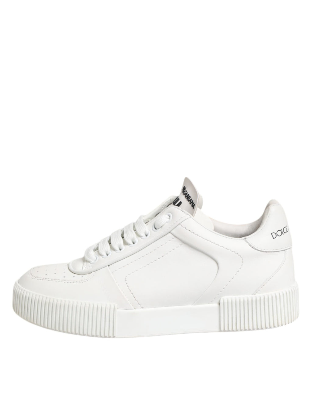 Chaussures sneakers basses blanches en cuir Dolce & Gabbana Miami pour homme, design élégant et confortable.