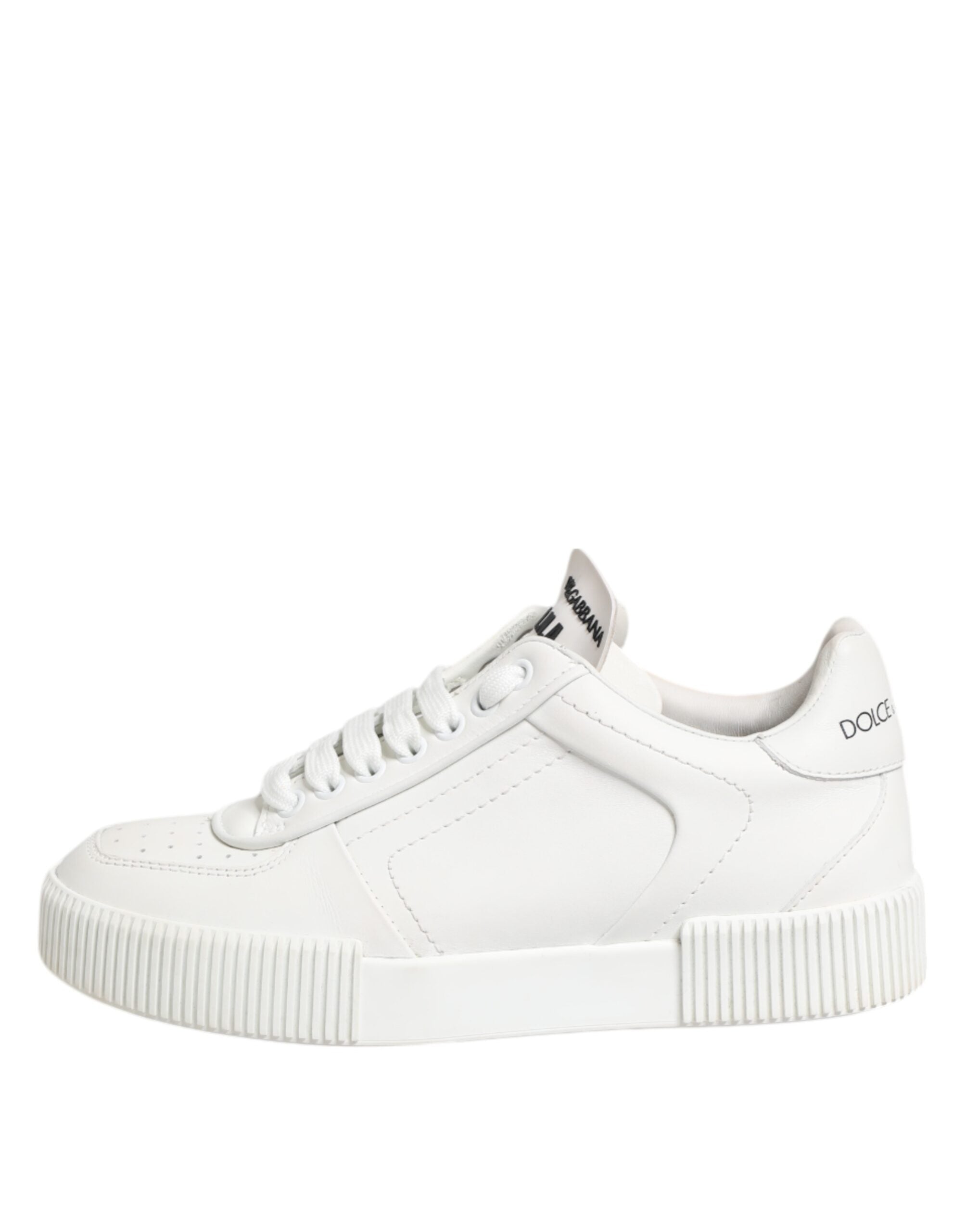 Chaussures sneakers basses blanches en cuir Dolce & Gabbana Miami pour homme, design élégant et confortable.