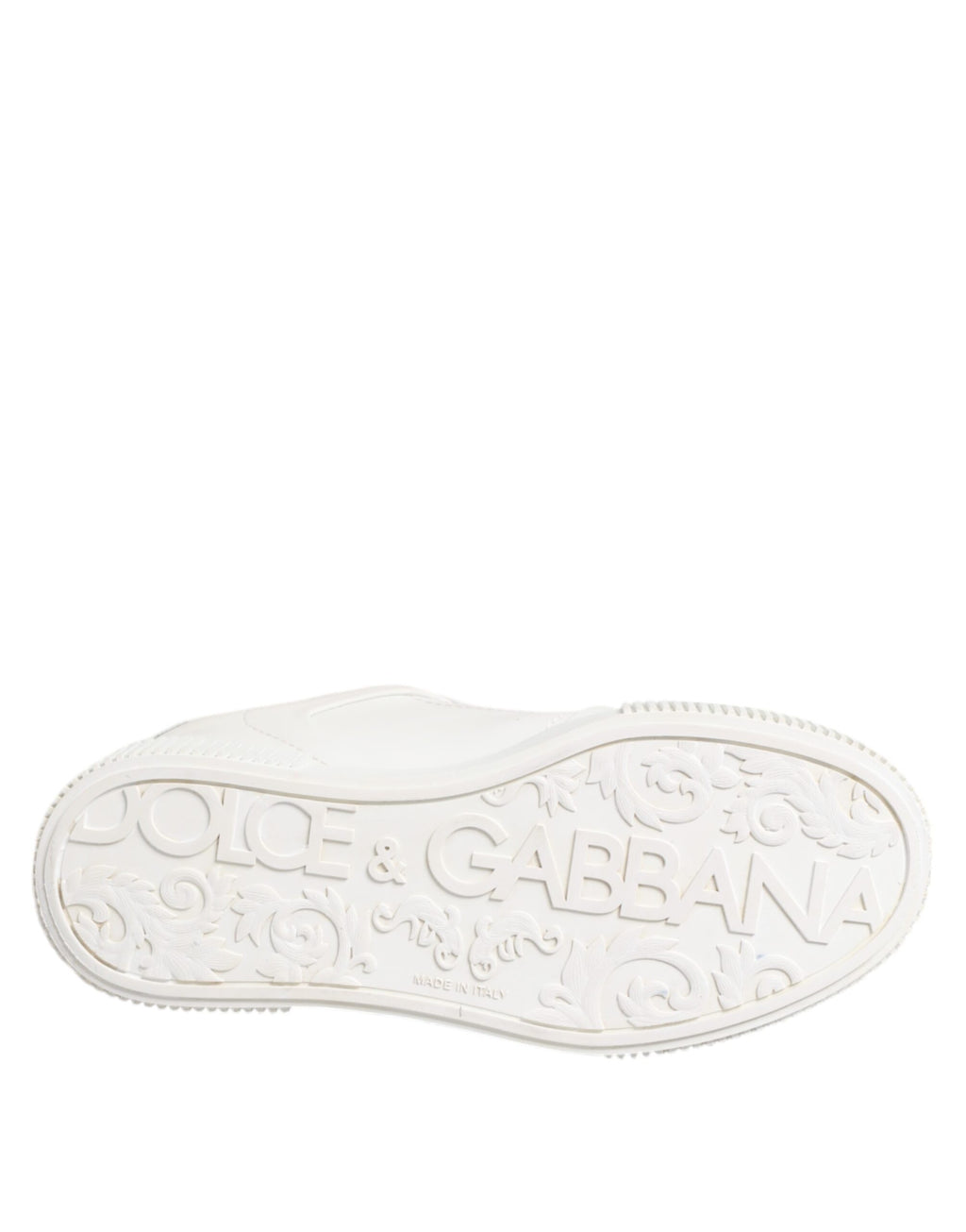 Chaussures Dolce & Gabbana Miami en cuir blanc, baskets basses élégantes pour homme, vue de face.