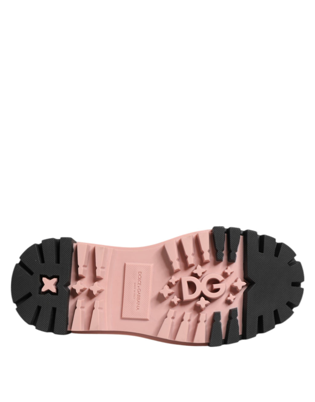 Chaussures Dolce & Gabbana en cuir noir et rose clair avec lacets, élégantes et sophistiquées.