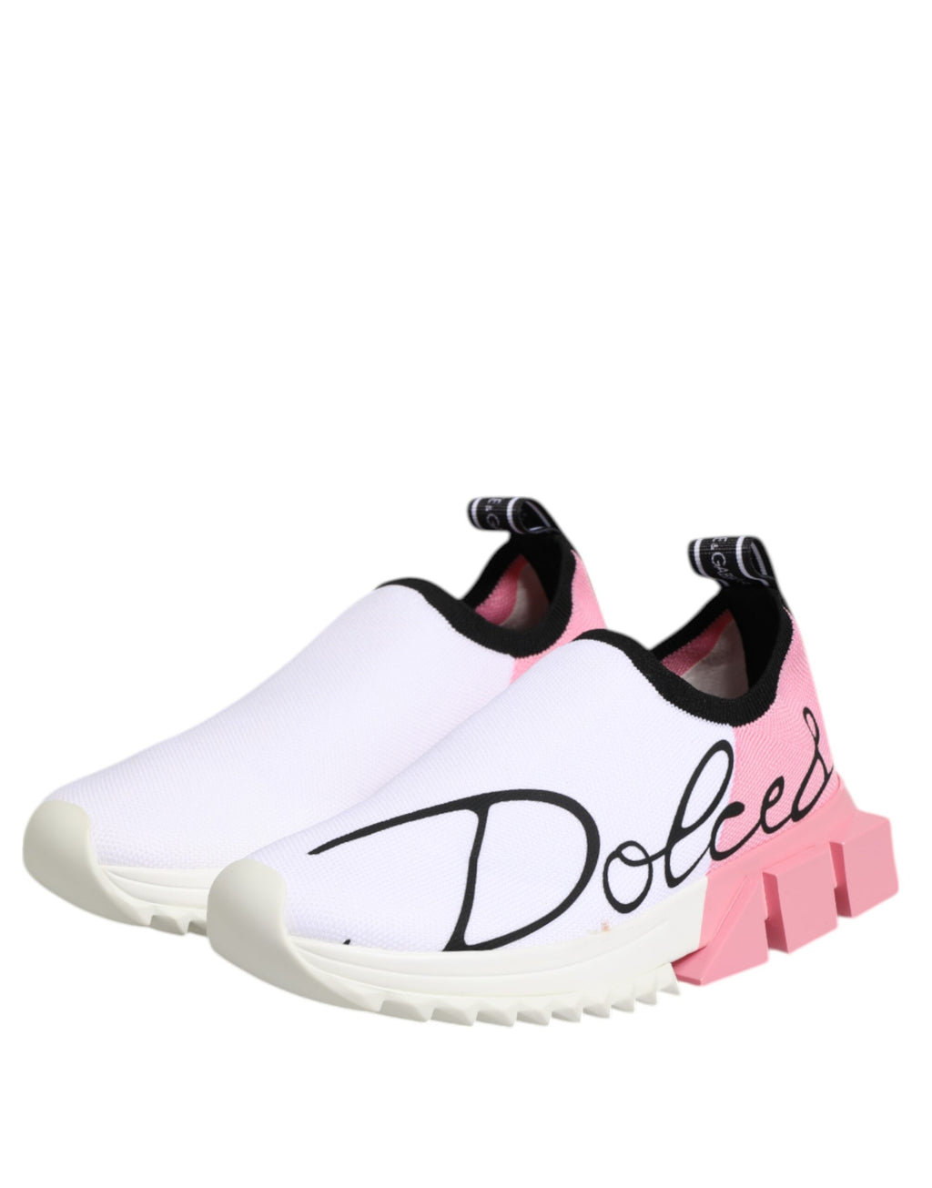 Baskets basses blanches et roses Dolce & Gabbana Sorrento, chaussures de sport tendance pour femmes.