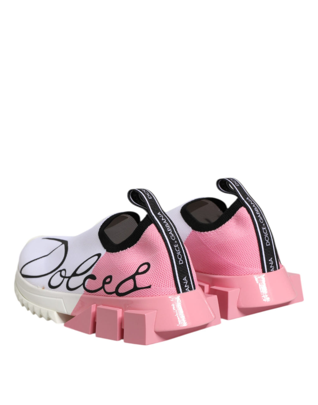 Chaussures sneakers basses blanches et roses Dolce & Gabbana Sorrento, chaussures de sport élégantes pour femmes.