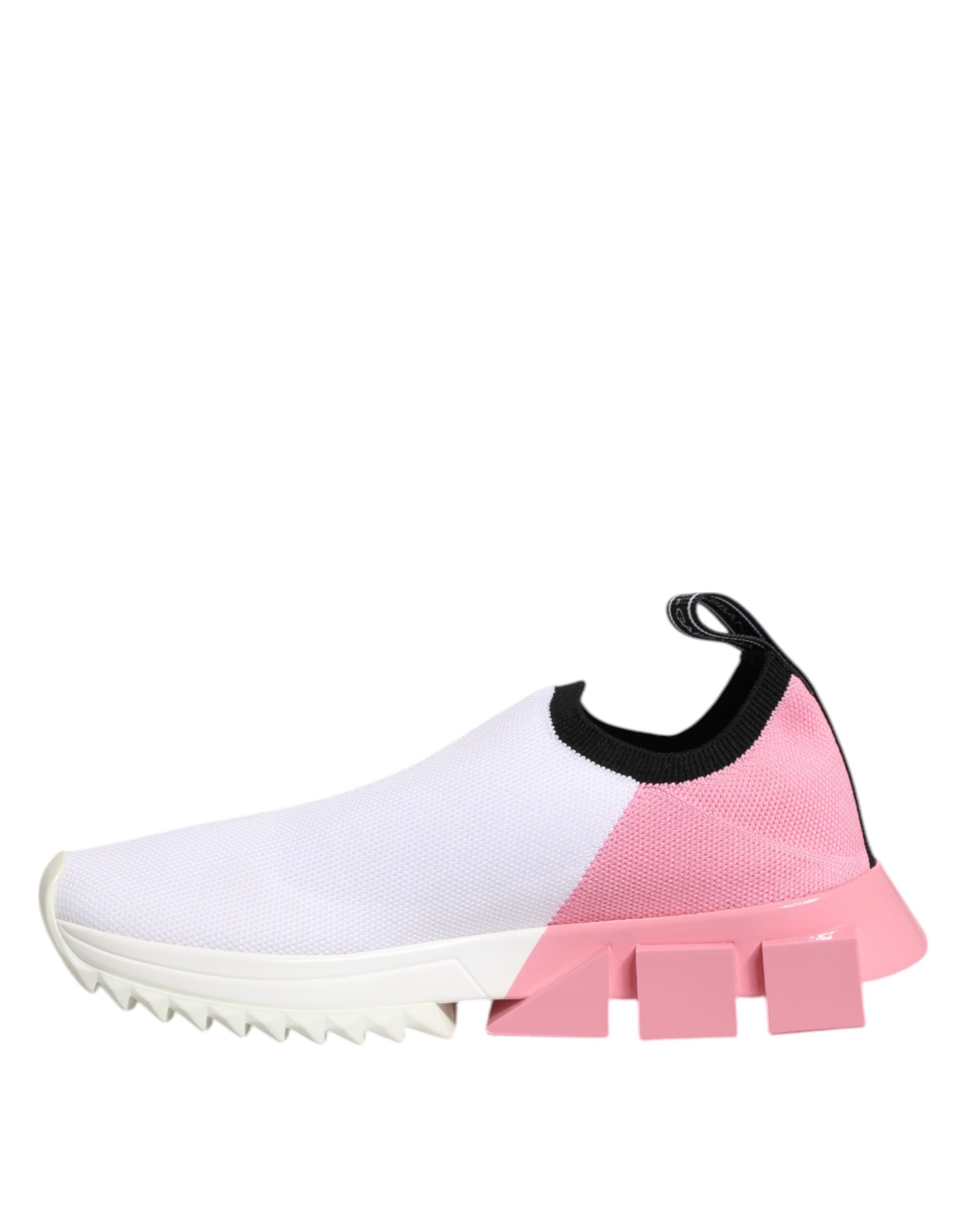 Chaussures sneakers basses Dolce & Gabbana Sorrento blanches et roses, design élégant pour femmes.