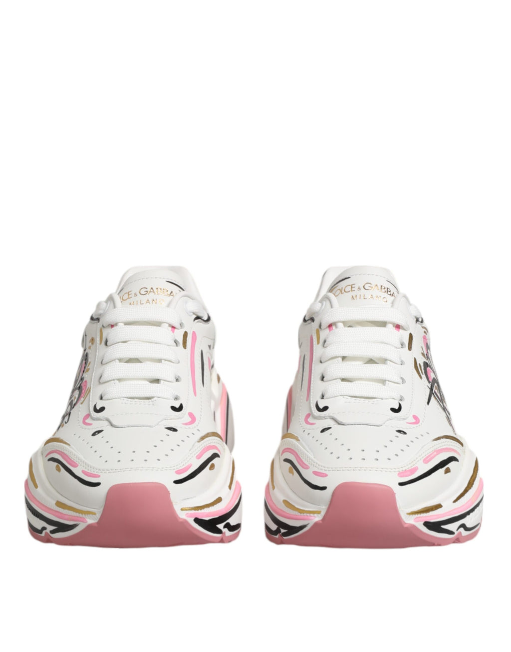 Chaussures sneakers Dolce & Gabbana DAYMASTER peintes à la main multicolores, style moderne et artistique.