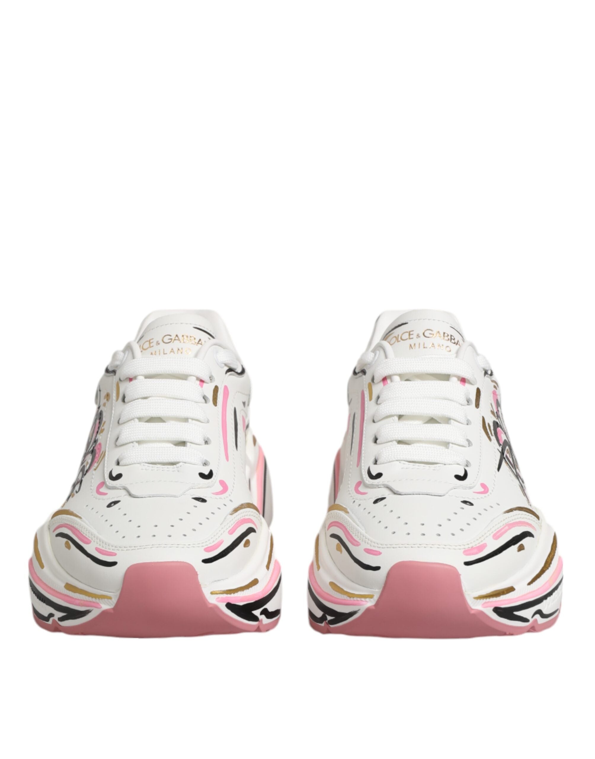 Chaussures sneakers Dolce & Gabbana DAYMASTER peintes à la main multicolores, style moderne et artistique.