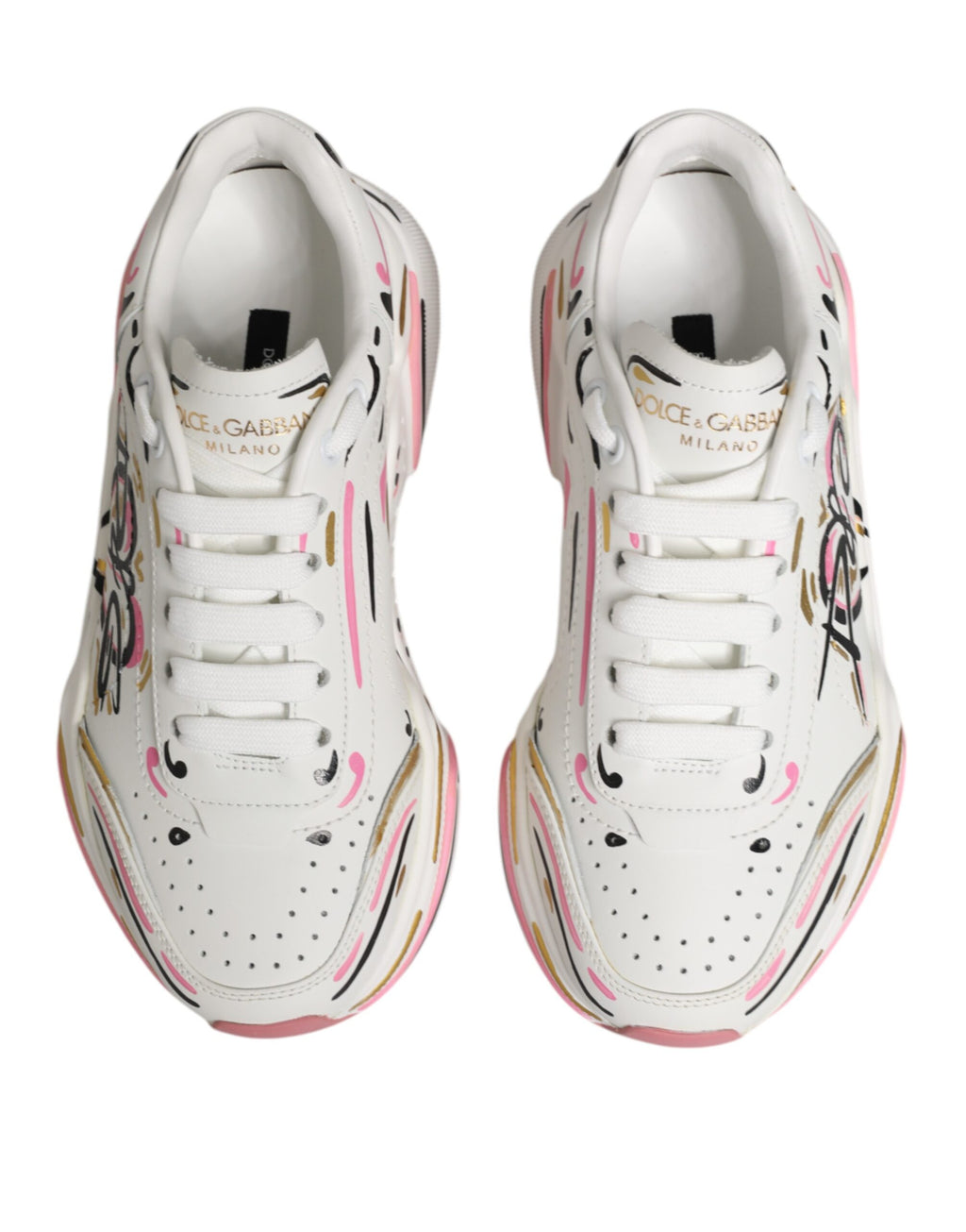 Chaussures sneakers Dolce & Gabbana DAYMASTER multicolores peintes à la main, style artistique et coloré.