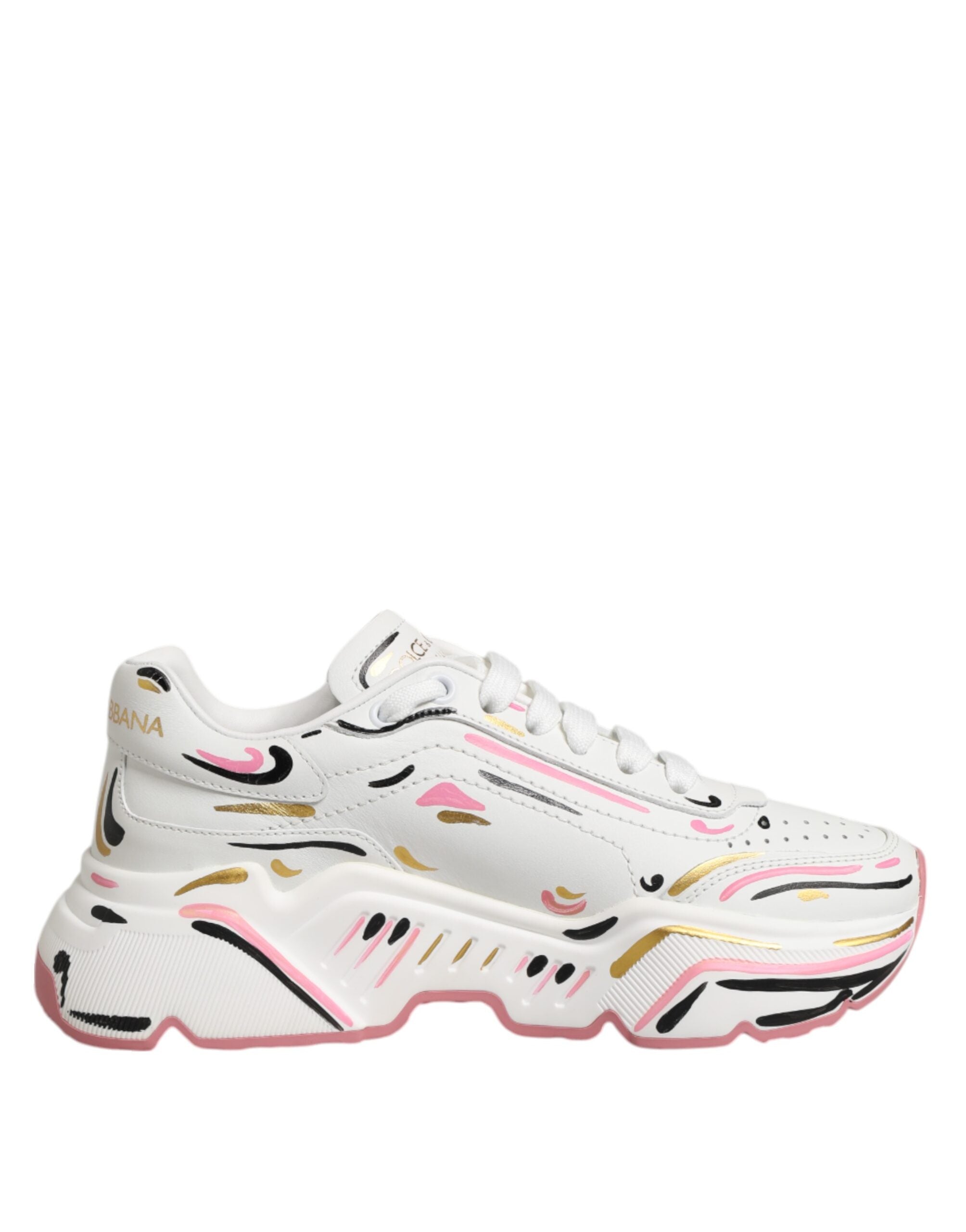 Sneakers Dolce & Gabbana DAYMASTER multicolores peintes à la main, chaussures de sport élégantes avec design coloré.