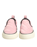 Chaussures slip-on en nylon matelassé rose de Dolce & Gabbana, baskets sans lacets pour femme.