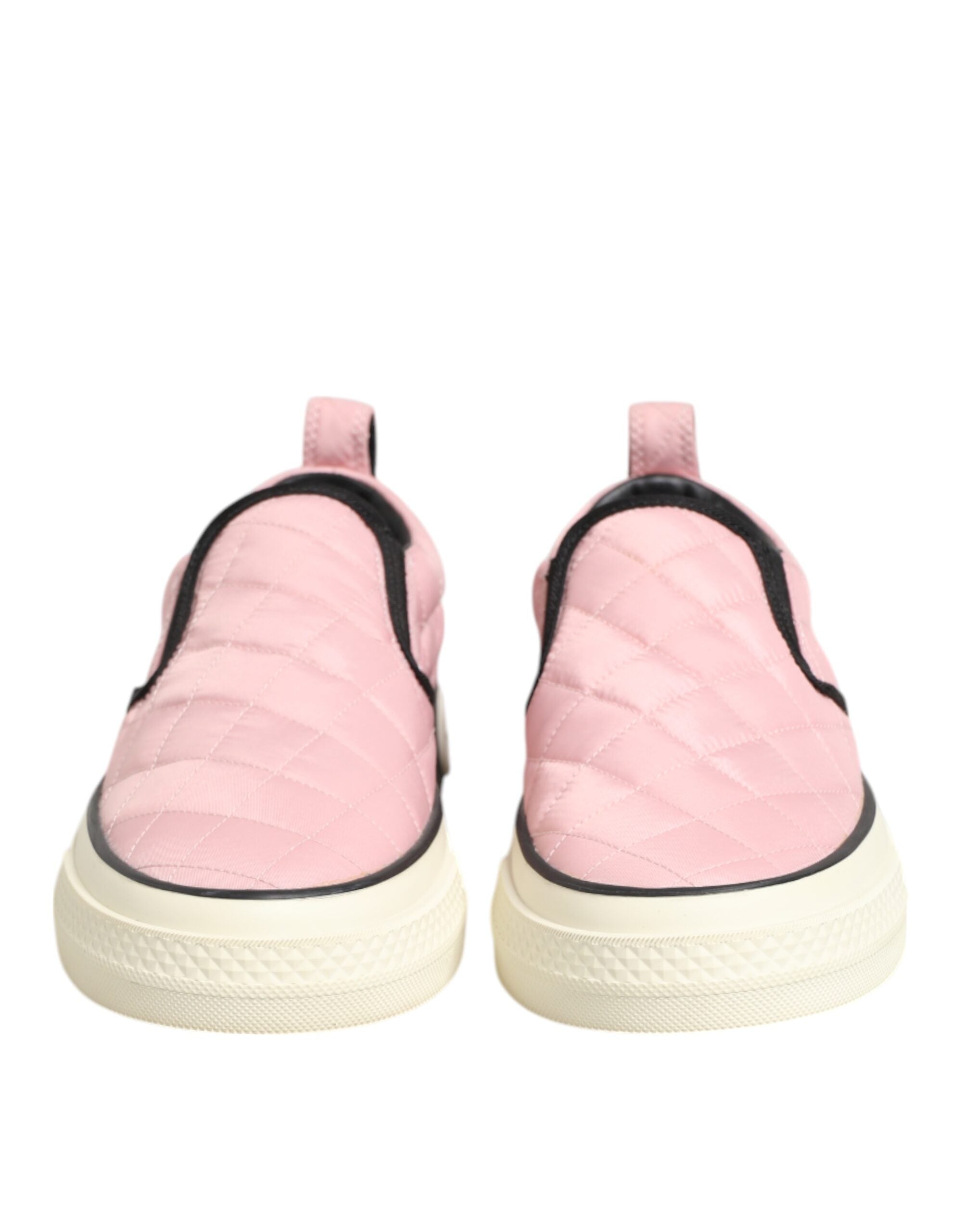 Chaussures slip-on en nylon matelassé rose de Dolce & Gabbana, baskets sans lacets pour femme.