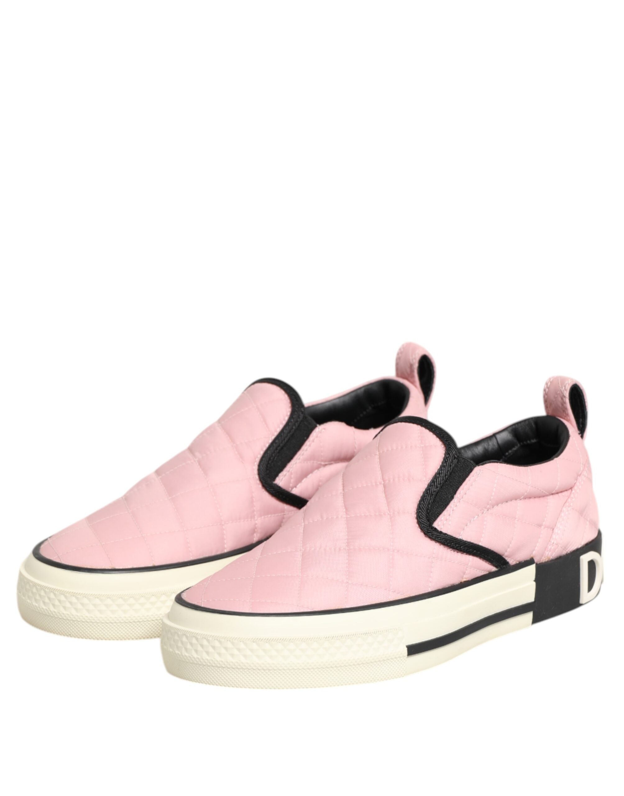 Chaussures slip-on en nylon matelassé rose de Dolce & Gabbana, baskets confortables et élégantes pour le style urbain