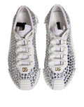 Sneakers blanches Dolce & Gabbana NS1 en toile et cuir avec embellissements, chaussures de style décontracté et tendance.