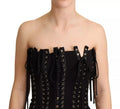 Robe moulante sans manches Dolce & Gabbana en crêpe noir avec lacets et détails en dentelle élégants.