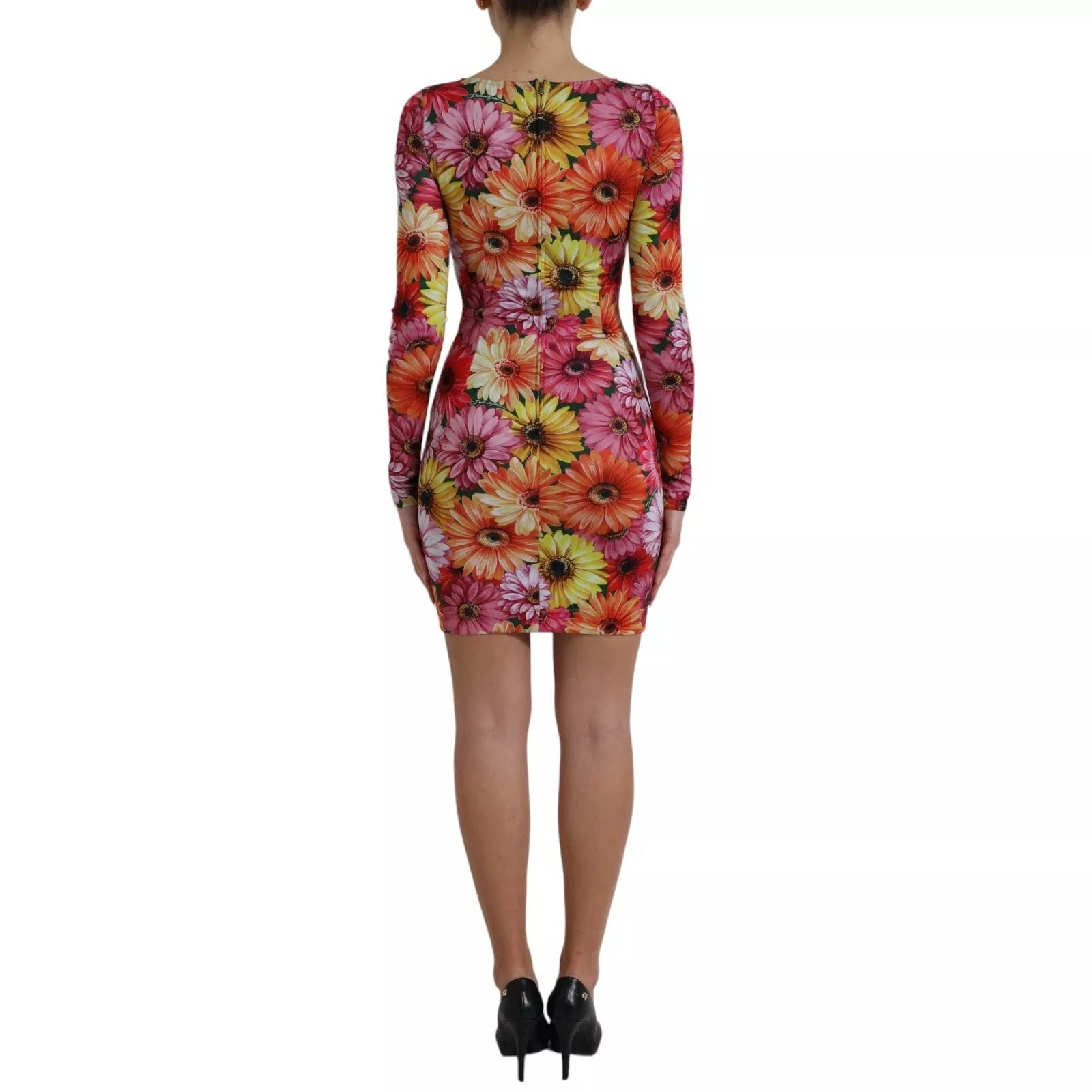 Robe courte Dolce & Gabbana à motif floral multicolore, coupe ajustée et élégante, pour une allure sophistiquée.