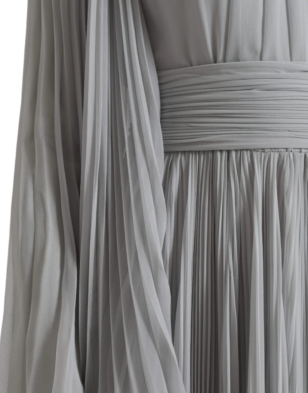 Robe longue plissée en polyester gris clair de Dolce & Gabbana, élégante et fluide, pour un style sophistiqué.