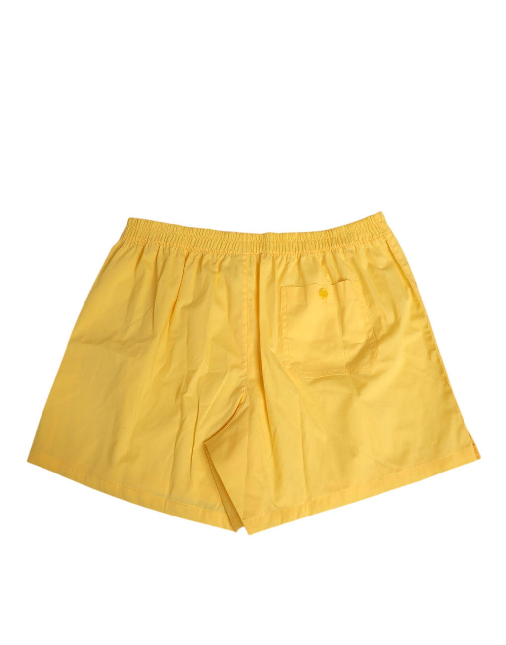 Short de bain en coton jaune Dolce & Gabbana avec ceinture élastique, idéal pour la plage et les activités nautiques.