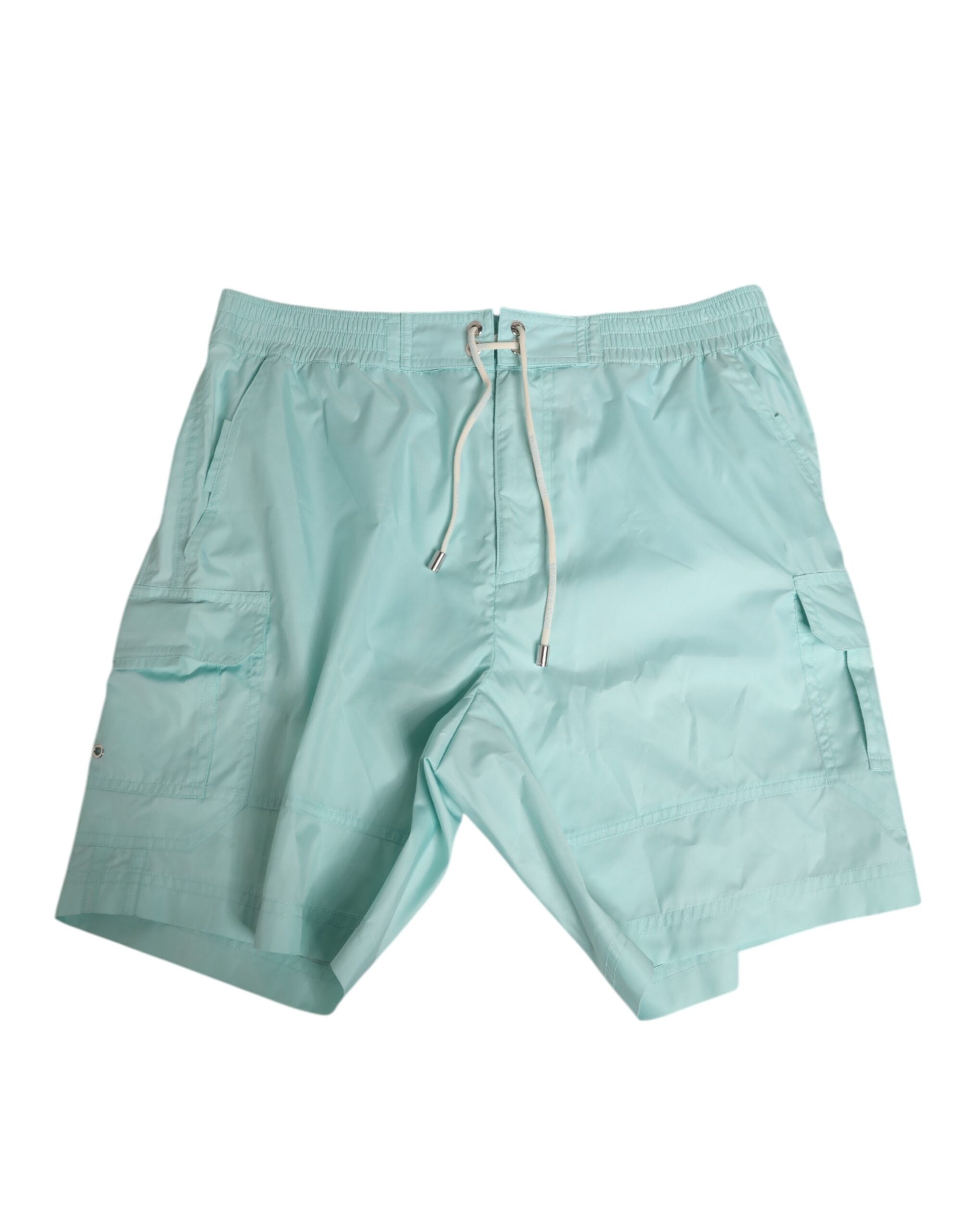 Shorts de bain homme Dolce & Gabbana en polyester bleu aqua, vêtement de plage élégant et confortable.
