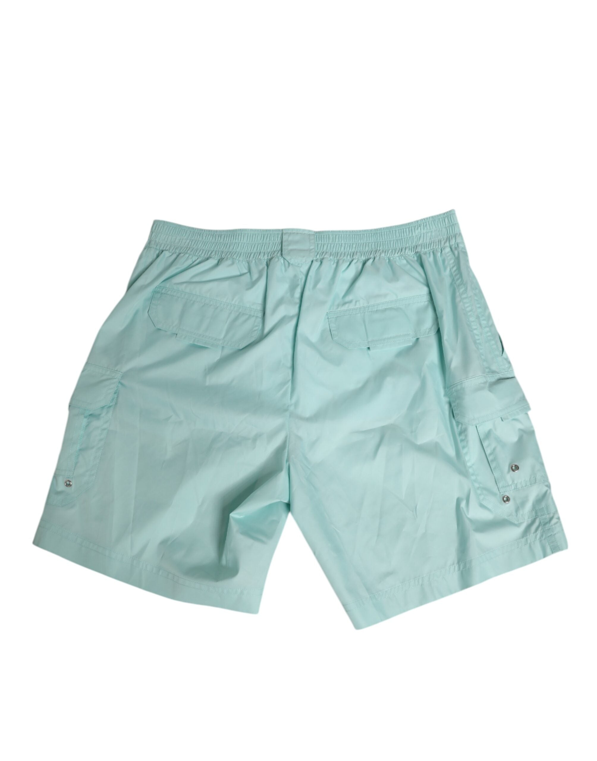 Shorts de bain pour homme Dolce & Gabbana en polyester bleu aqua, vêtement de plage élégant et confortable.