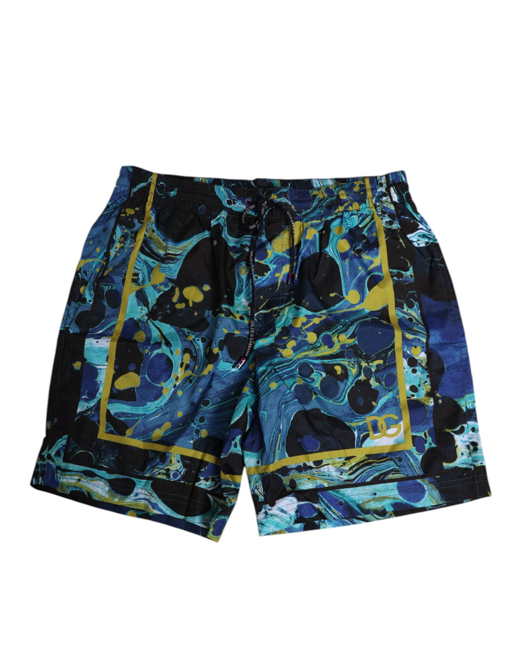 Boxers de bain pour homme Dolce & Gabbana en tissu à motif marbre bleu avec logo visible.