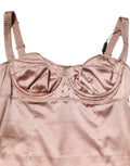 Robe moulante en satin de soie rose blush de Dolce & Gabbana, bustier midi élégante et sophistiquée.