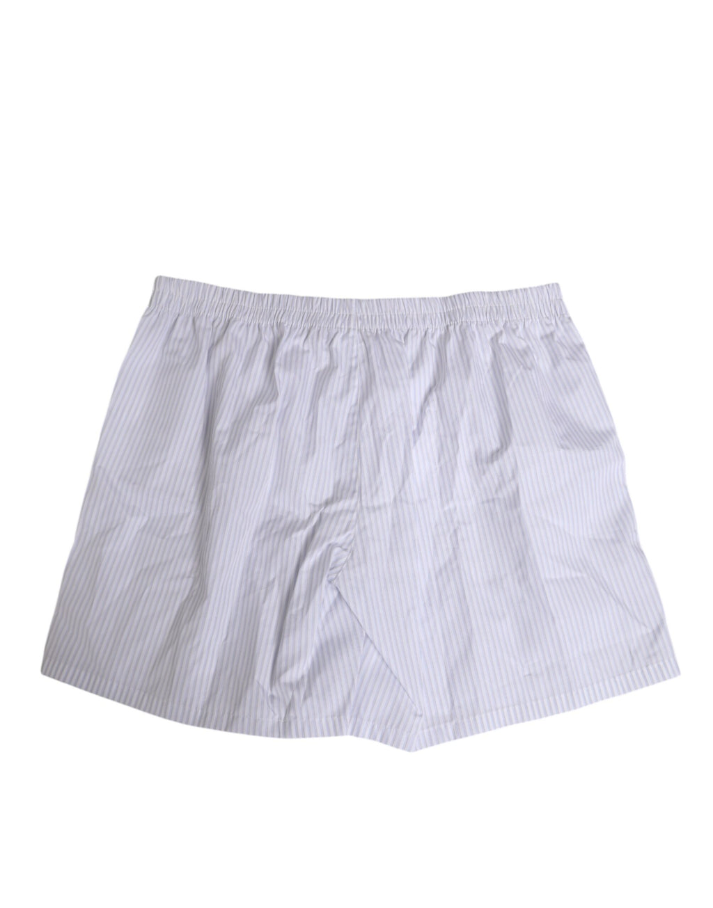 Shorts de bain Dolce & Gabbana, hommes, coton blanc et bleu à rayures, boutons sur la braguette, style décontracté.