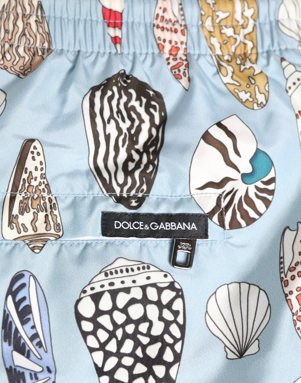 Shorts de bain en nylon Dolce & Gabbana avec motif coquillage bleu, vêtements de plage pour homme, style élégant et confortable