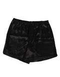 Boxer de bain homme en satin de soie noir Dolce & Gabbana, short ample avec élastique à la taille.