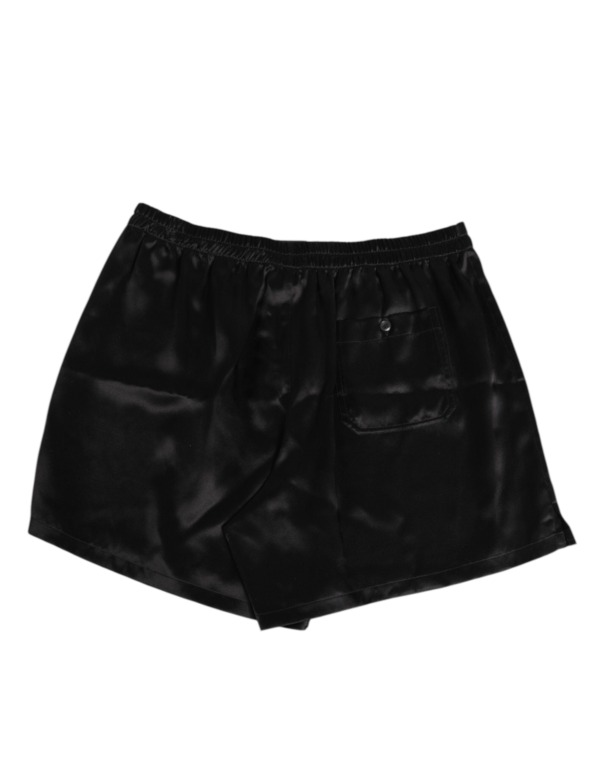 Boxers de bain en satin de silk noir Dolce & Gabbana pour homme, avec taille élastique et design élégant.