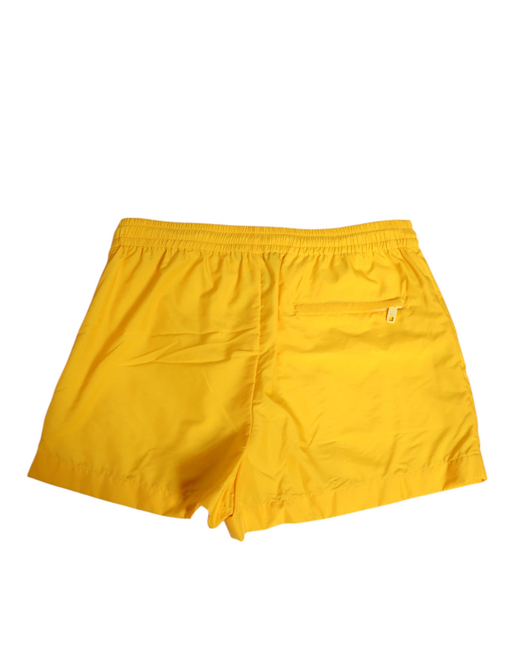 Boxers de bain en nylon jaune Dolce & Gabbana avec logo et plaque de marque, look décontracté et confortable.