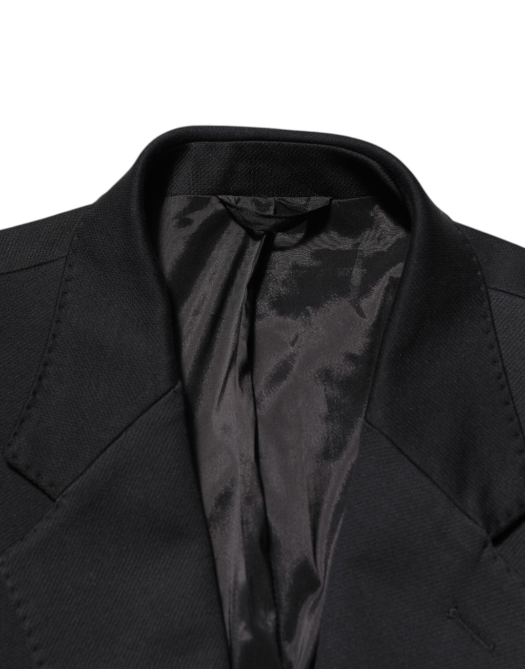 Veste pour homme en coton bleu foncé de Dolce & Gabbana, blazer élégant avec col et boutons, vue de face.