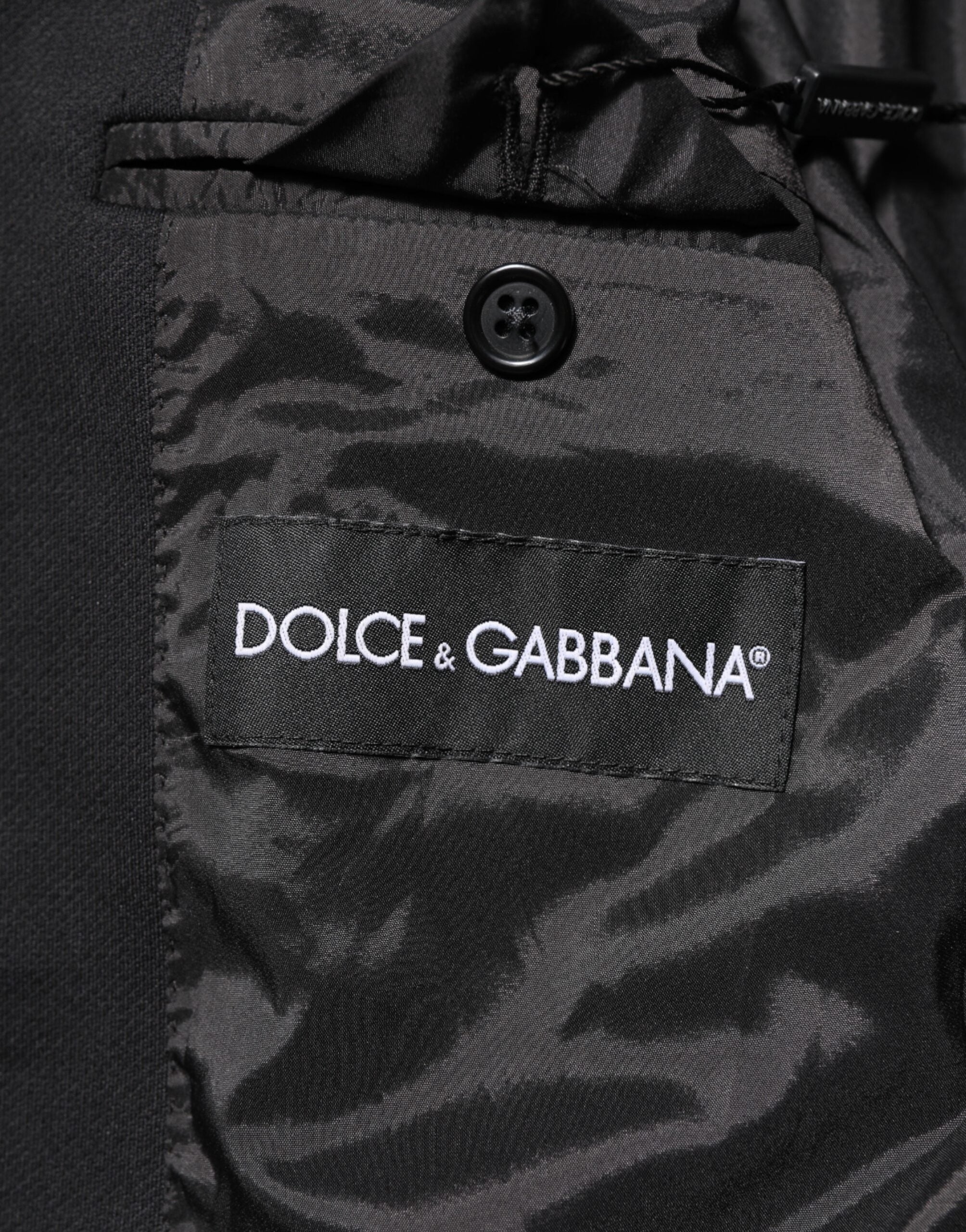 Veste homme en coton bleu foncé de Dolce & Gabbana, blazer élégant avec coupe moderne et détails raffinés.