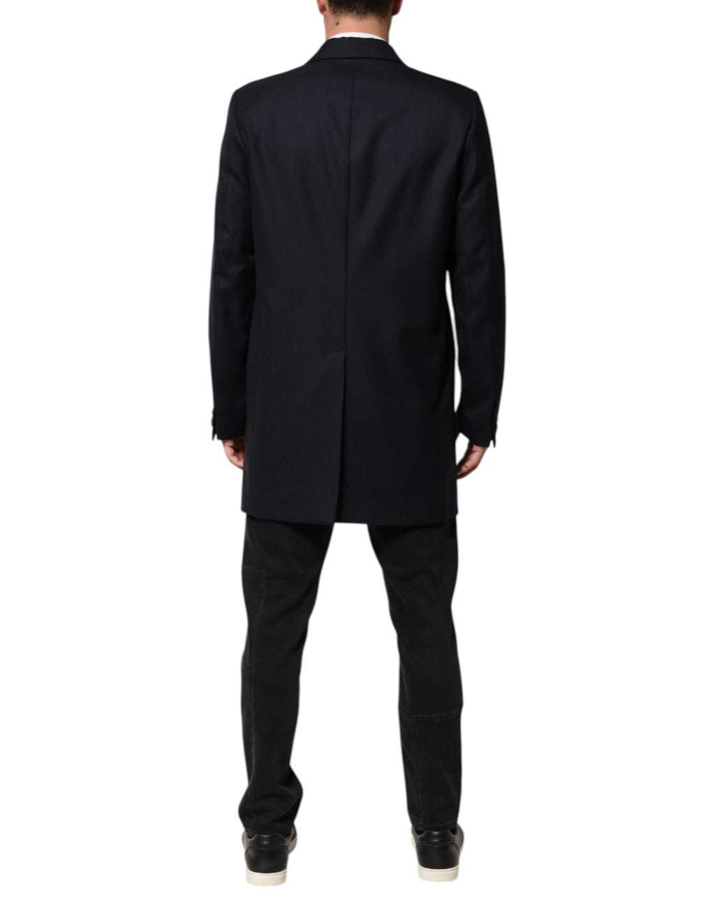 Veste blazer pour homme Dolce & Gabbana en laine bleu foncé, style élégant, portée formelle ou décontractée.