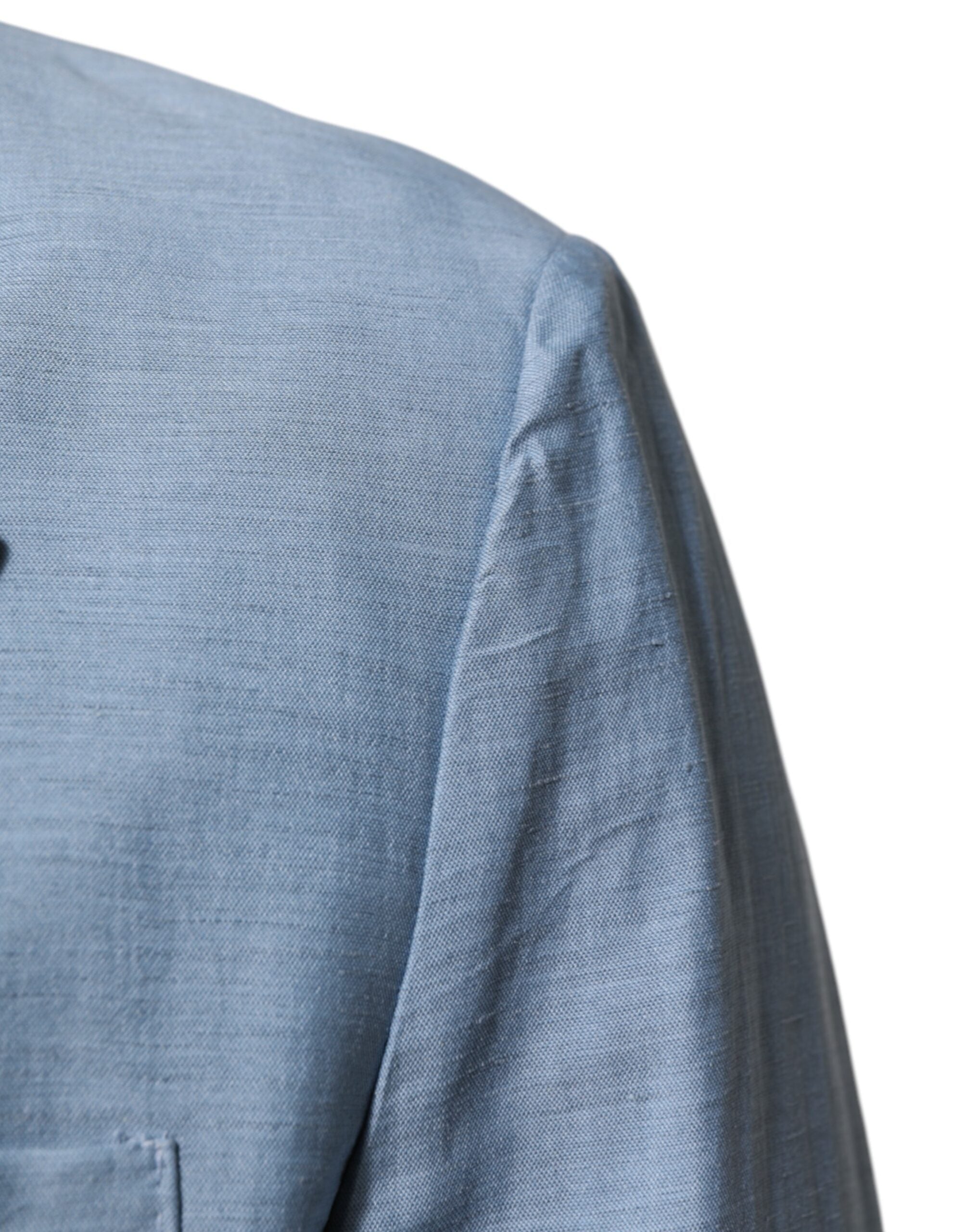Veste blazer en lin Dolce & Gabbana Light Blue pour homme, double boutonnage et style élégant.
