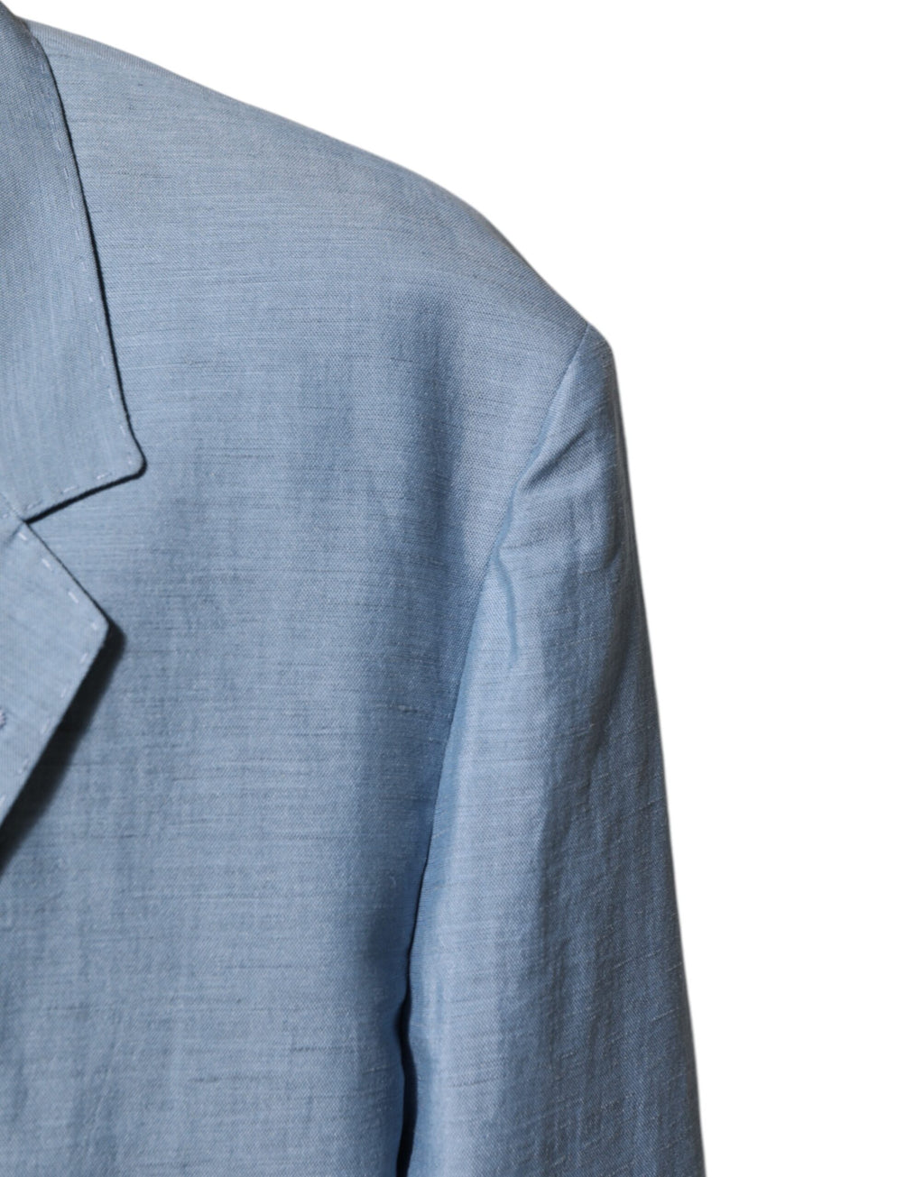 Blazer homme en lin double boutonnage Dolce & Gabbana Light Blue, veste élégante en tissu léger et bleu clair.