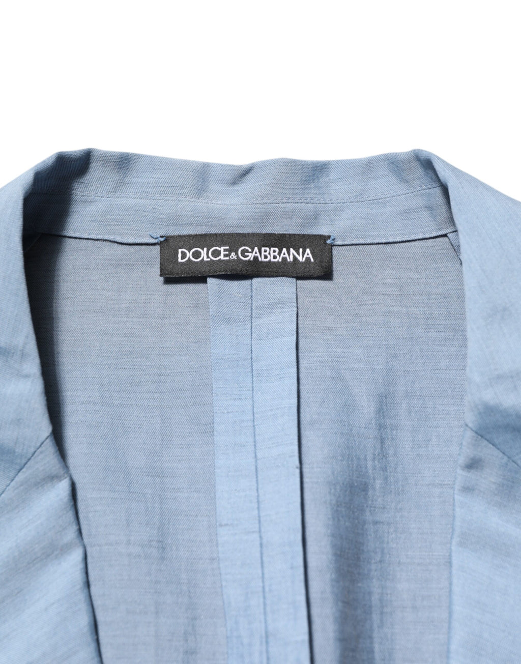 Veste blazer homme en lin double boutonnage Dolce & Gabbana Light Blue, élégante et légère, vue de face.