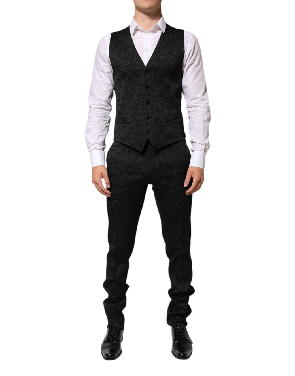 Dolce & Gabbana Schwarzer 3-teiliger Brokat-Jacquard-Anzug MARTINI