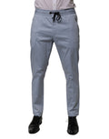 Pantalon homme Dolce & Gabbana Light Blue en coton avec cordon de serrage et taille élastique.