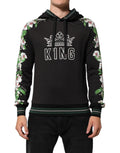 Sweat à capuche Dolce & Gabbana KING Black Orchid avec logo floral, style décontracté et logo visible sur la poitrine.