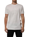 T-shirt blanc en coton Dolce & Gabbana avec motif de couronne embossée pour homme, vue de face.